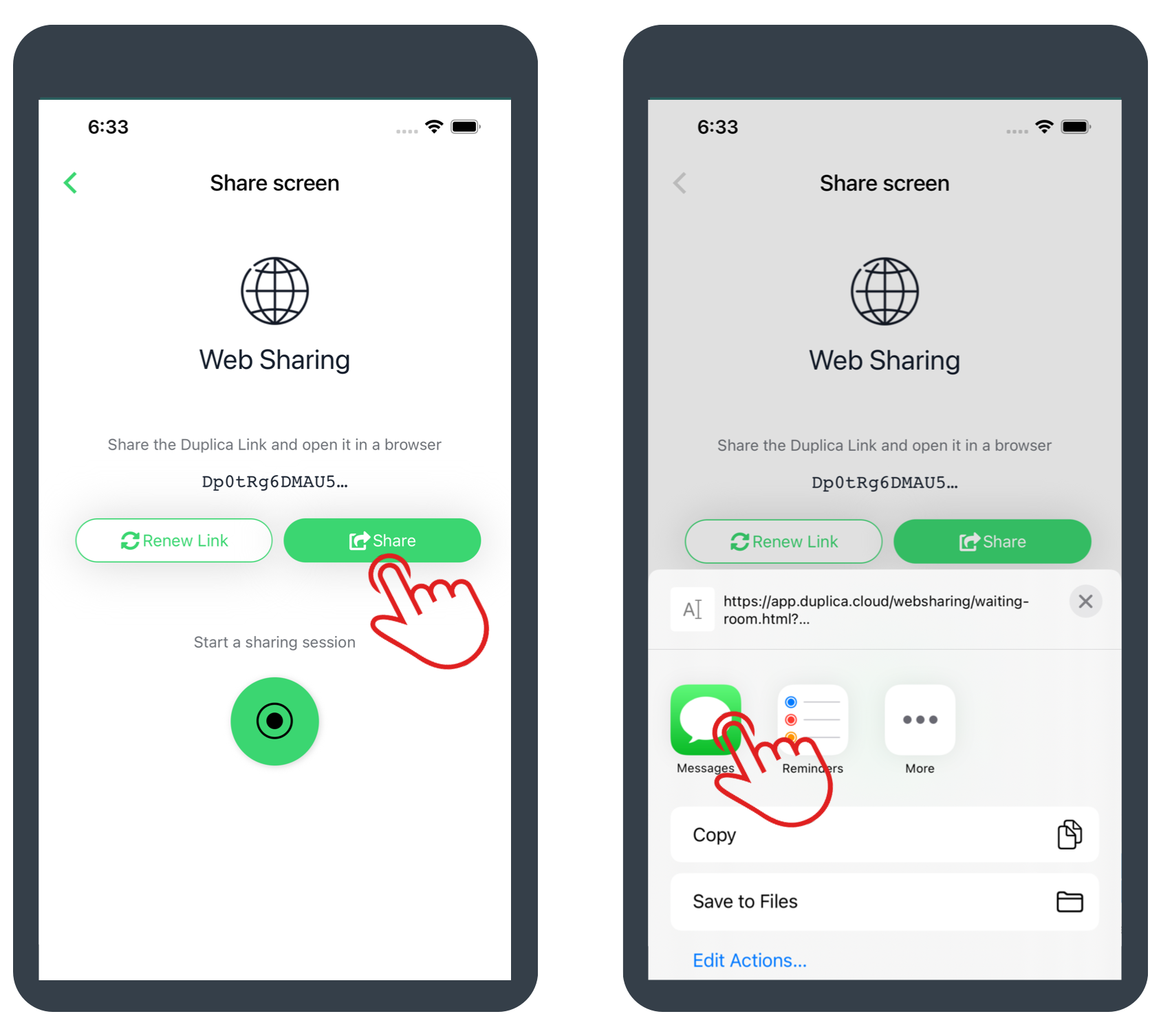 Copy the Duplica Link and send it to your guest